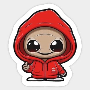 Cool Alien with a Hooded Pullover design #11 Sticker